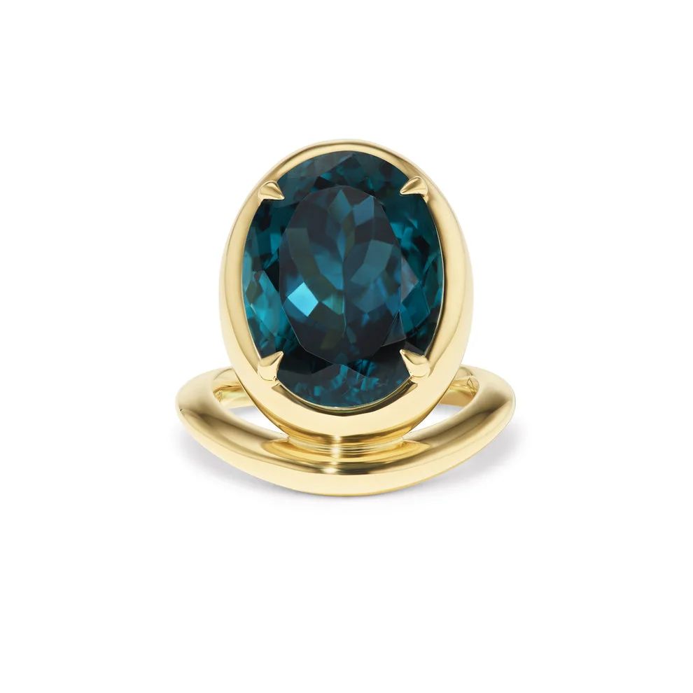 Oval Indicolite Tourmaline Statement | 14K White Gold | Classic Charm