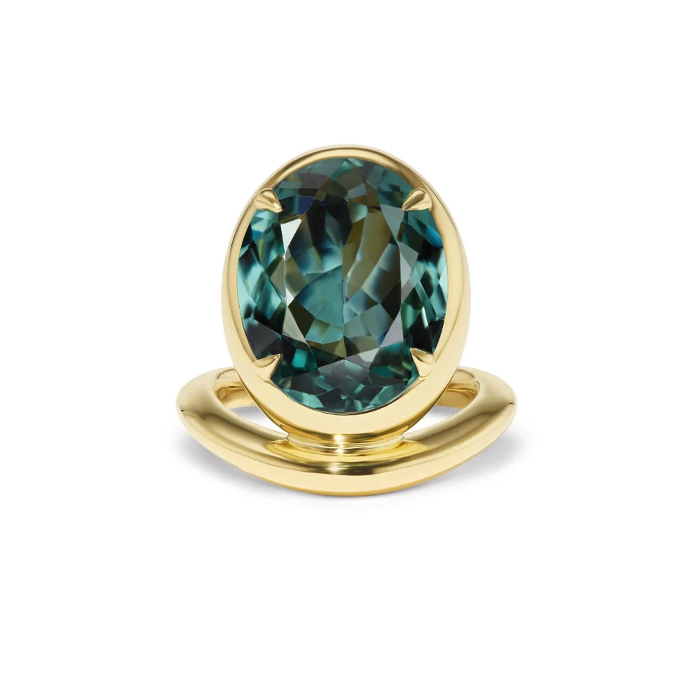 Oval Mint Tourmaline Statement | 14K White Gold | Mixed / Other