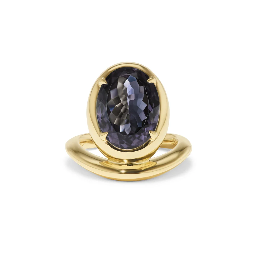 Oval Purple-Grey Tourmaline Statement | 14K White Gold | Mixed / Other