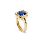 Round Brilliant Statement | Royal Blue Sapphire | 14K White Gold | Elegant Sparkle - Image 2