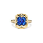 Round Brilliant Statement | Royal Blue Sapphire | 14K White Gold | Elegant Sparkle