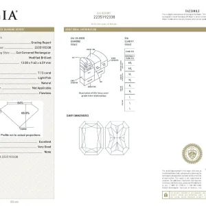 GIA Certificate 7.13ct Light Pink Cut-Cornered Rectangular Radiant Diamond, Flawless — Report #2235192338