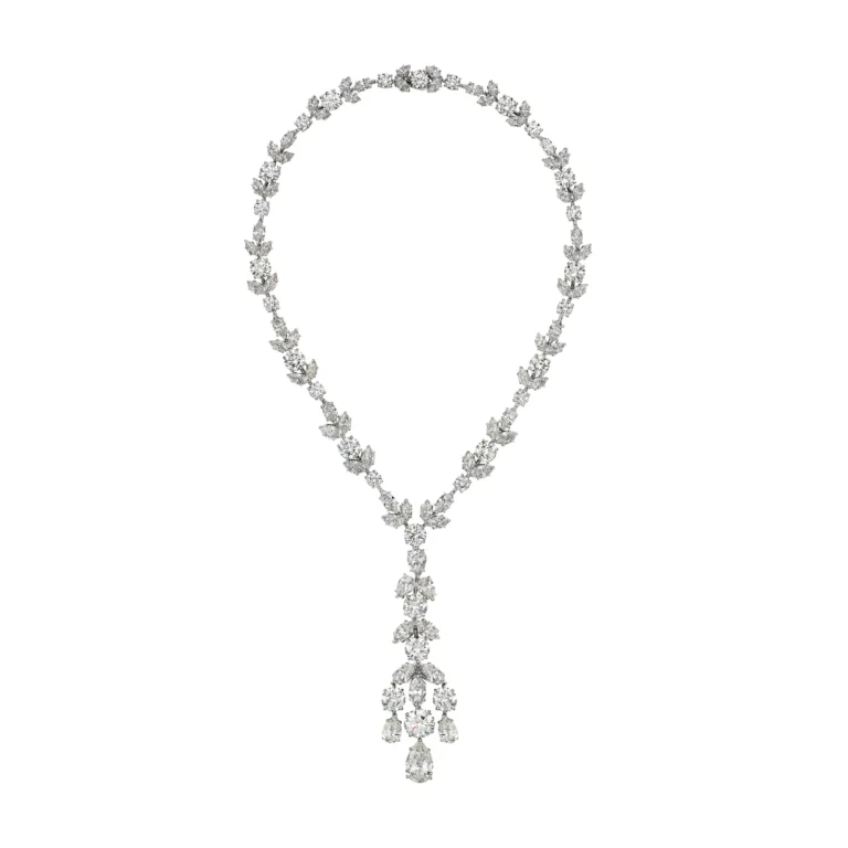 Diamond Pendant-Necklace | Round, Pear & Marquise Brilliants | Platinum | The Lucent Cascade