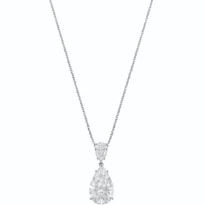 0.73-Carat Pear Diamond Pendant | D–H Color Family | VS–SI Clarity Range | Platinum | The Camellia Halo