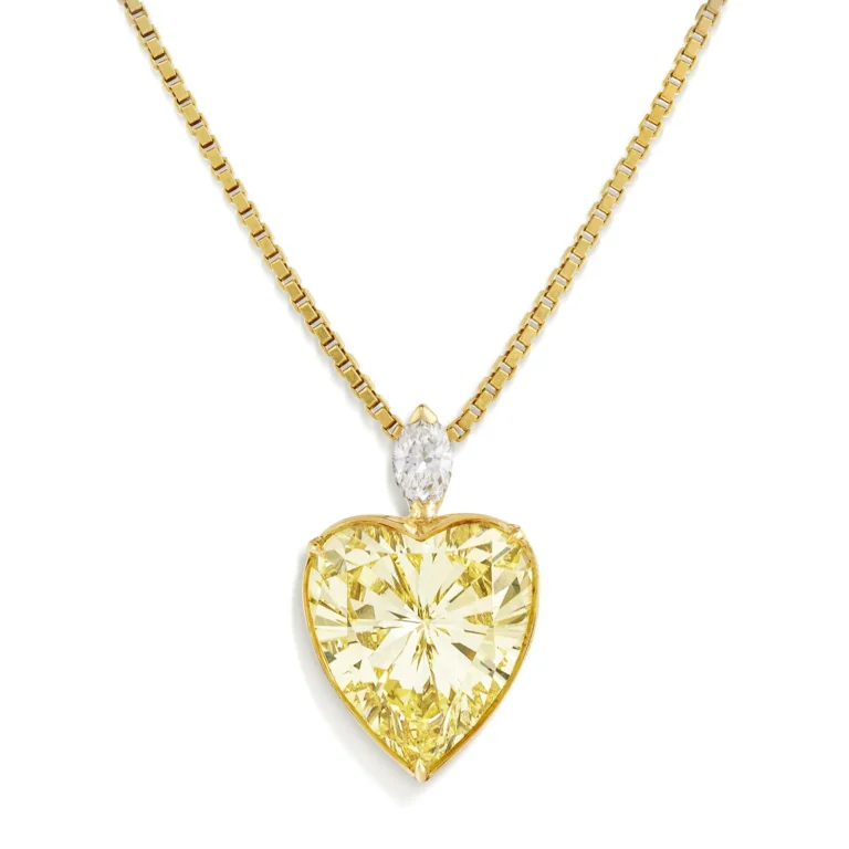 15-Carat Heart-Shape Fancy Yellow Diamond Pendant | Fancy Yellow | Available on Request | Bespoke Gold | The Aube Ascension