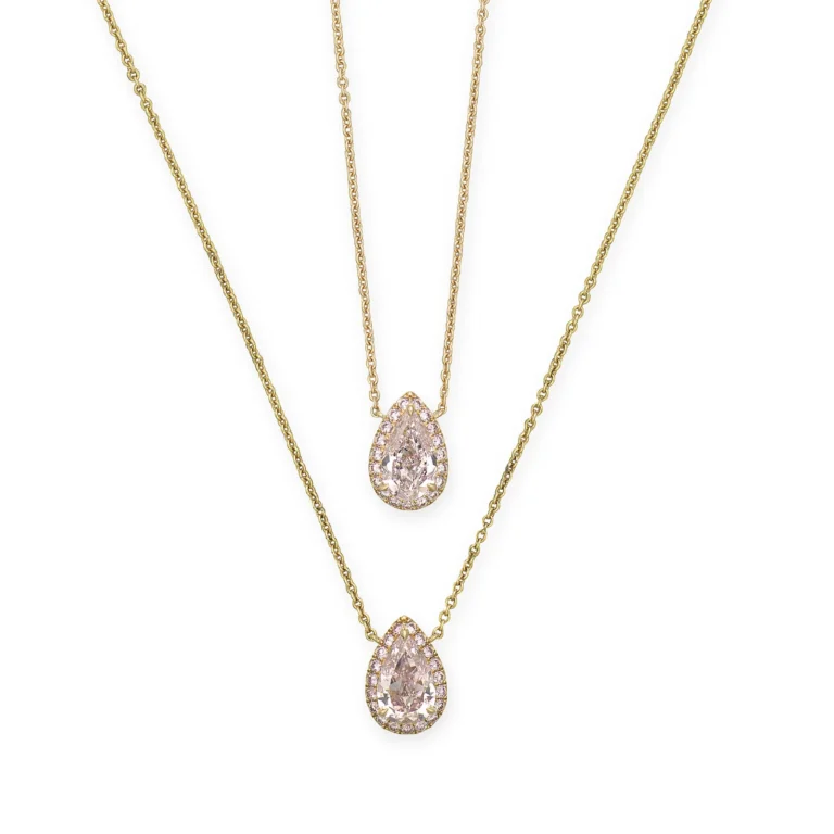 2-Carat Fancy Pink Diamond Pendant | Natural Fancy Pink | Certified | 18K Gold | The Aurore Halo