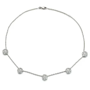 3-Carat Diamond Pendant | Round Brilliant | D–F Color | VS+ Clarity | 18k White Gold | The Lumiere Halo