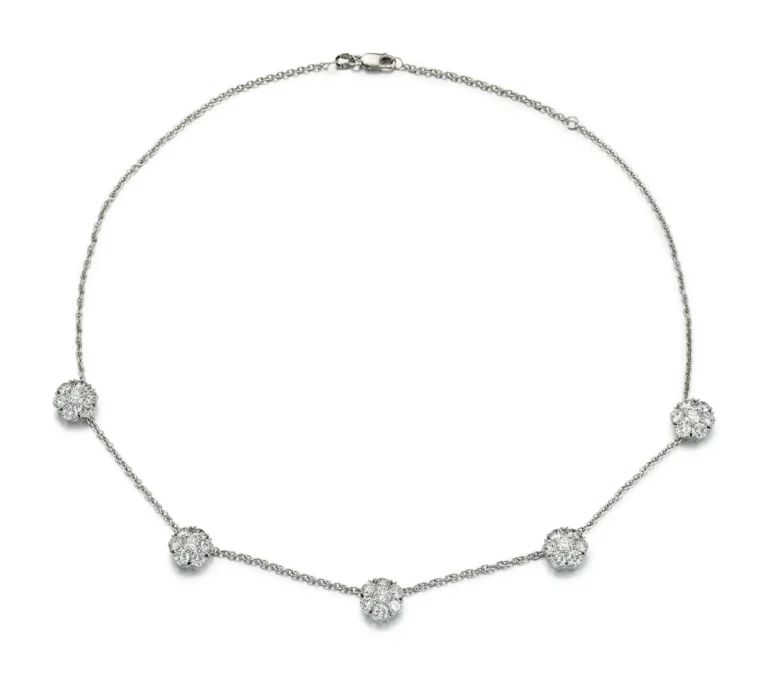 3-Carat Diamond Pendant | Round Brilliant | D–F Color | VS+ Clarity | 18k White Gold | The Lumiere Halo