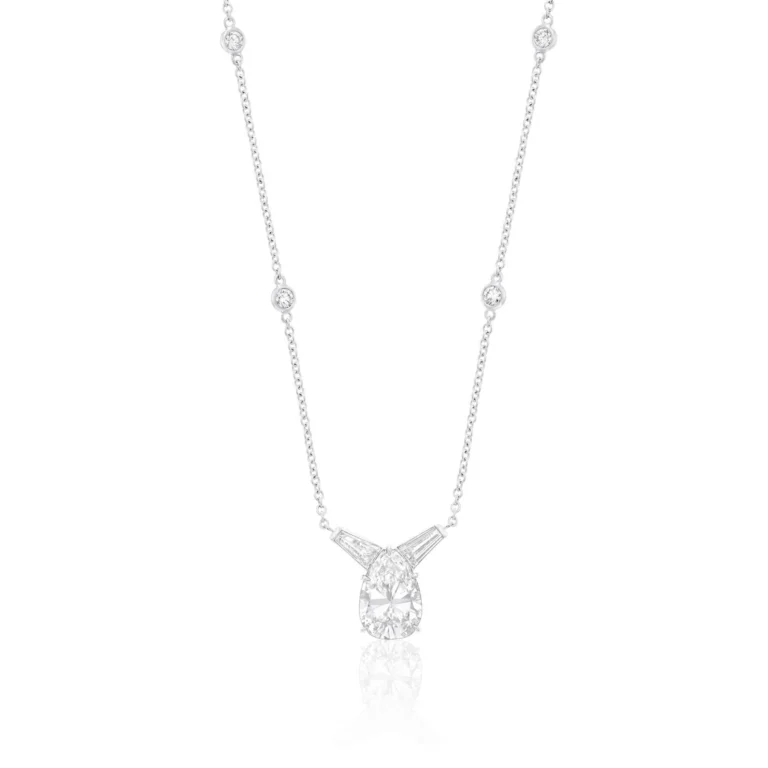 3-Carat Pear Diamond Pendant | D Color | VS Clarity | Bespoke Fine Metal | The Seraphine Grace