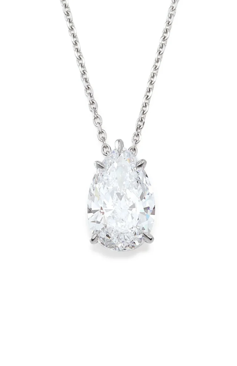3-Carat Pear Diamond Pendant | H Color | VS Clarity | Bespoke Fine Metal | The Seraphine Lumiere