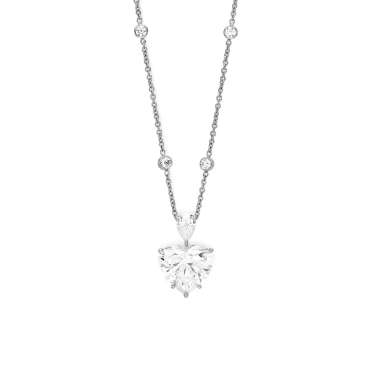 4-Carat Heart Diamond Pendant | F Color | VS Clarity | Platinum | The Eugenie Cascade