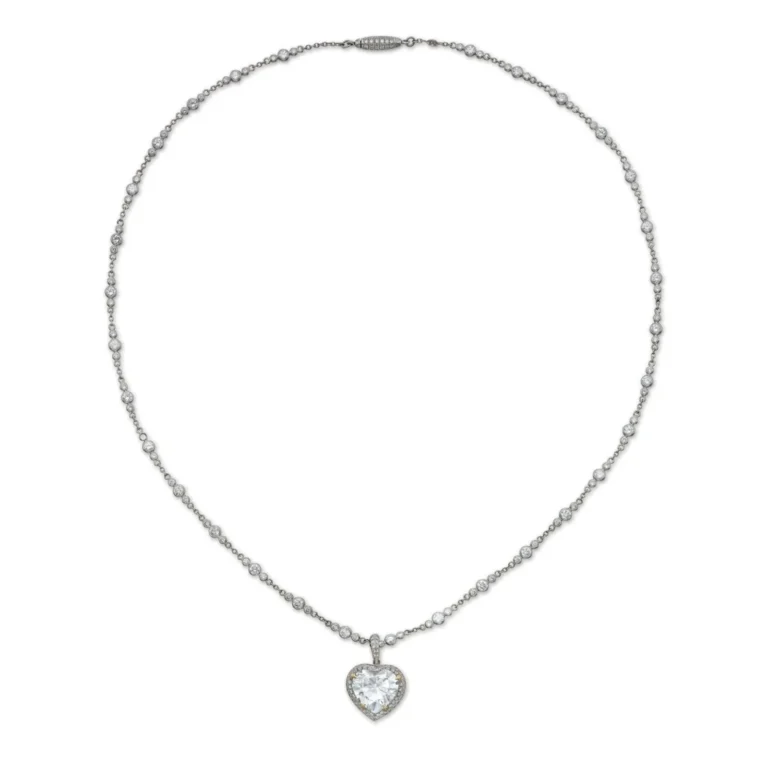 5.0-Carat Heart Diamond Pendant | J Color | SI Clarity | Platinum & 18K White Gold | The Etoile Cascade