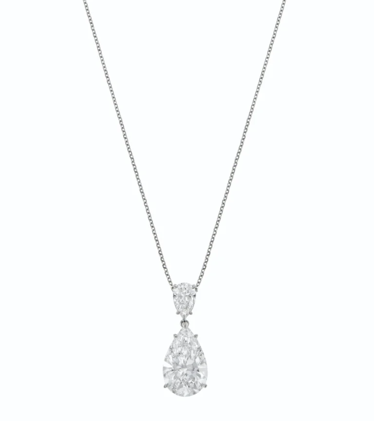 5.0-Carat Pear Diamond Pendant | H Color | VS Clarity | 18K White Gold | The Soleil Ascension
