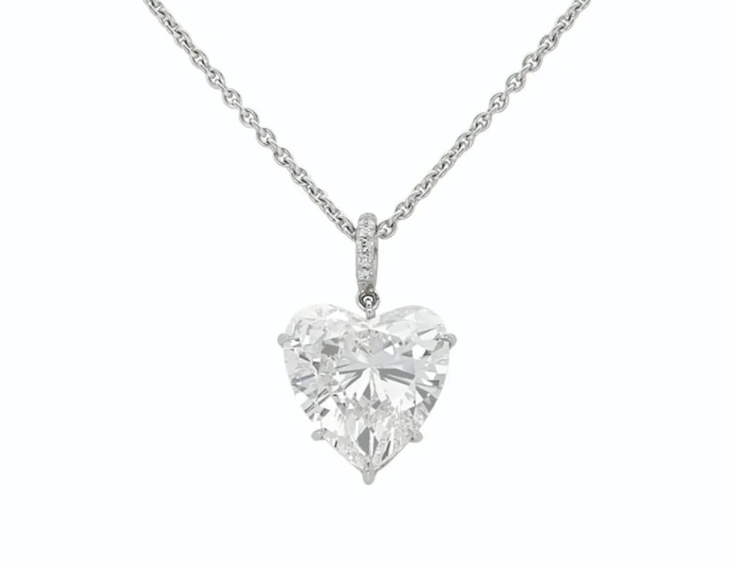 7-Carat Heart Type IIa Diamond Pendant | D Color | VVS Clarity | Platinum | The Vespera Crown