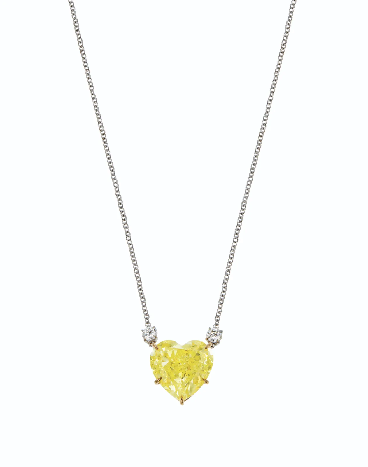 Approximately-Carat Heart Fancy Yellow Diamond Pendant | Radiant Canary Yellow | Certification Available | Bespoke Precious Metal | The Nocturne Royale