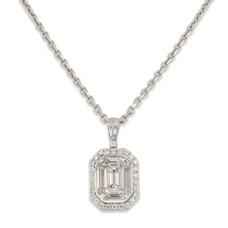 Illusion-Set Diamond Pendant | White Diamond | Atelier Collection | The Magnolia Reverie