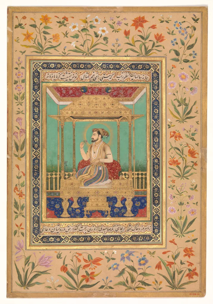 The Akbar Shah 1. Mughal painting of Shah Jahan on the Peacock Throne