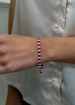 12.65 Carat Oval Cut Ruby & Round Diamond Tennis Bracelet in White Gold