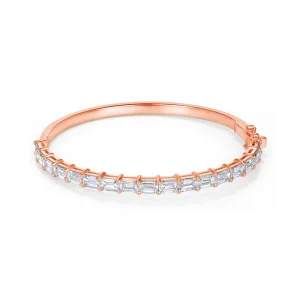 4 Carat East West Set Emerald Cut Diamond Bangle in 18 Karat Rose Gold