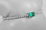 5.0Tcw Emerald & Diamond Link Tennis Bracelet White 14K