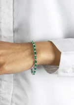 5.33 Carat Total Oval Cut Colombian Emerald & Diamond Tennis Bracelet in White Gold
