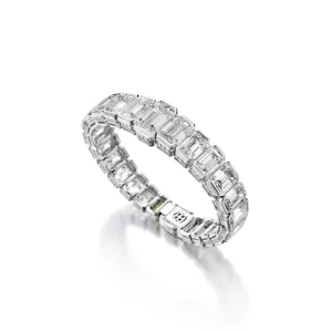 60 Carats | an Extraordinary Diamond Bracelet of Semi-flexible Design, Featuring 25 Emerald-cut Diamonds Weighing a Tota