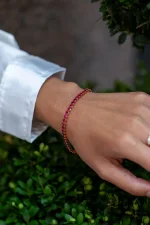 9.39 Carat Total Round Brilliant Cut Burmese Ruby Tennis Bracelet in Rose Gold