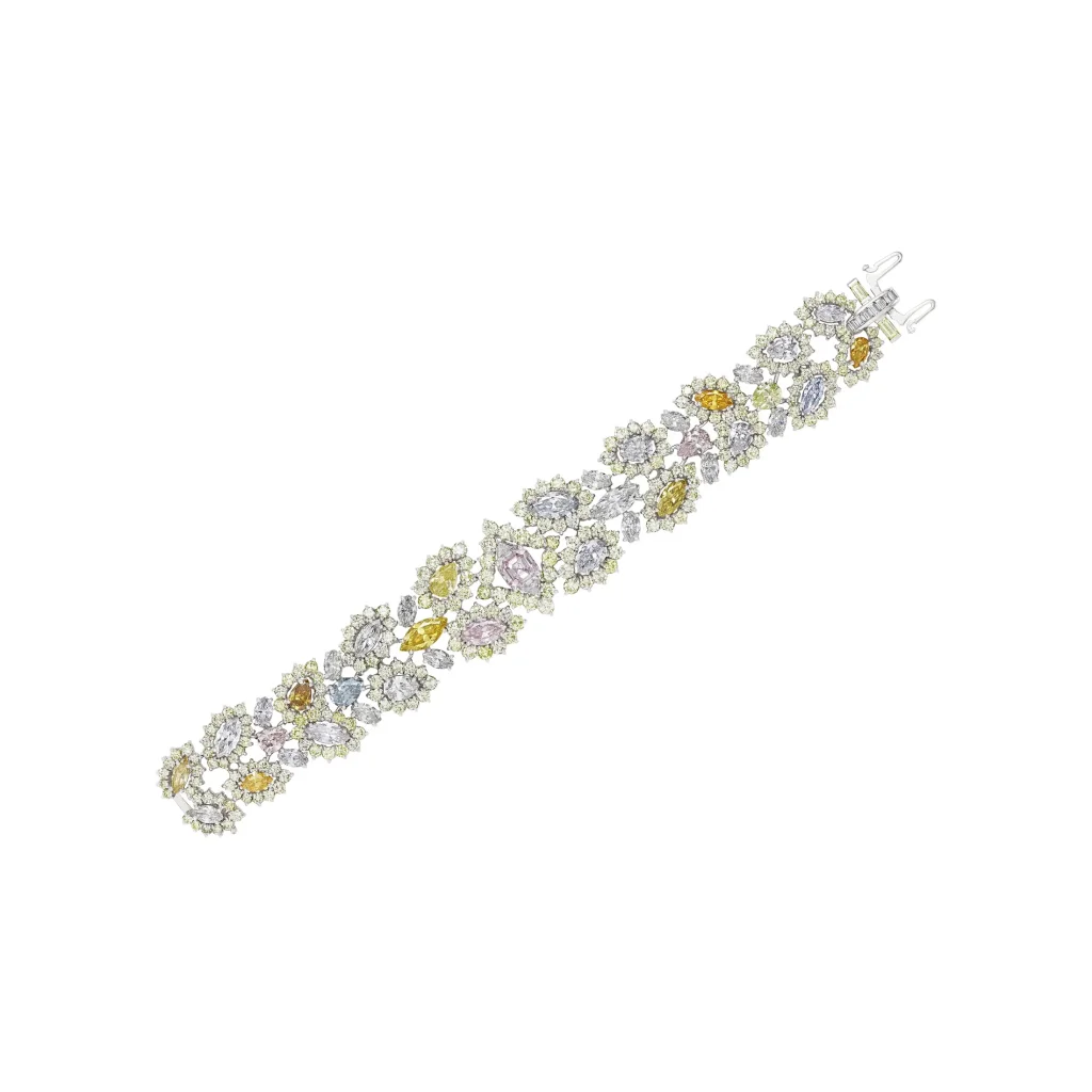 An Important Colored Diamond and Diamond Bracelet Variously-shaped Colored Diamonds Ranging From 1.97 to 0.32 Carats Inc