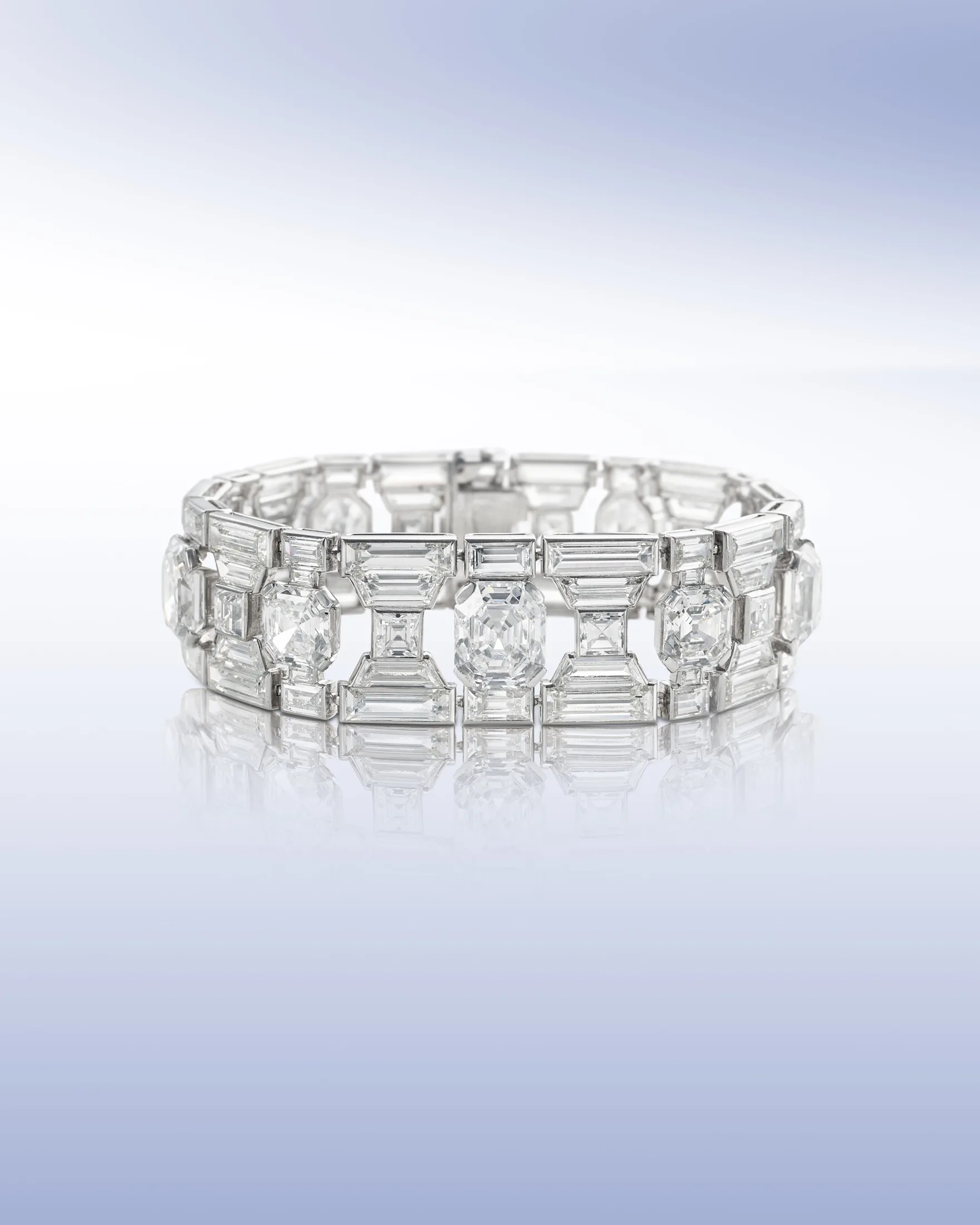 Art Deco diamond bracelet choker with emerald cut diamonds