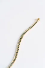 Emerald Cut Blue-green Sapphire Bezel Tennis Bracelet