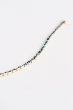 Emerald Cut Blue Sapphire East-west Bezel Tennis Bracelet
