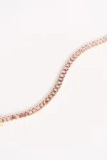 Emerald Cut Pink Sapphire Bezel Tennis Bracelet
