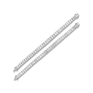 Mid-20th Century Pair of Diamond Bracelets Necklace Rectangular-shaped Diamonds, Platinum and 18K White Gold, the Bracel