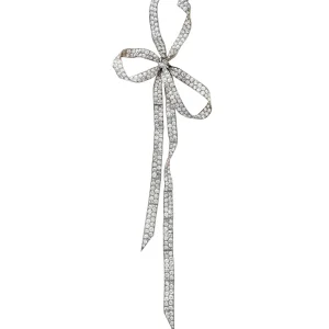 Diamond Bow Brooch Old-cut Diamonds, Platinum and 18K Yellow Gold (french Marks), Articulated Tassel Detachable