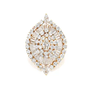 Diamond Pendant-brooch Centering a Pear-shaped Diamond, Framed and Accented by Round, Baguette and Pear-shaped Diamonds