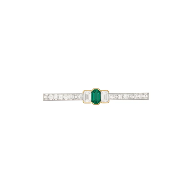 Emerald Diamond Brooch Classic Pairing