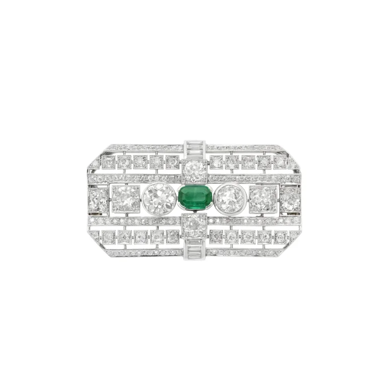 Emerald Diamond Brooch Pendant Convertible