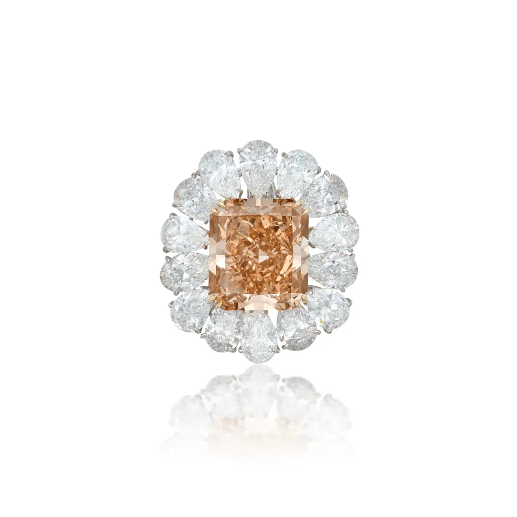 Fancy Brown-orange Diamond and Diamond Pendant-brooch