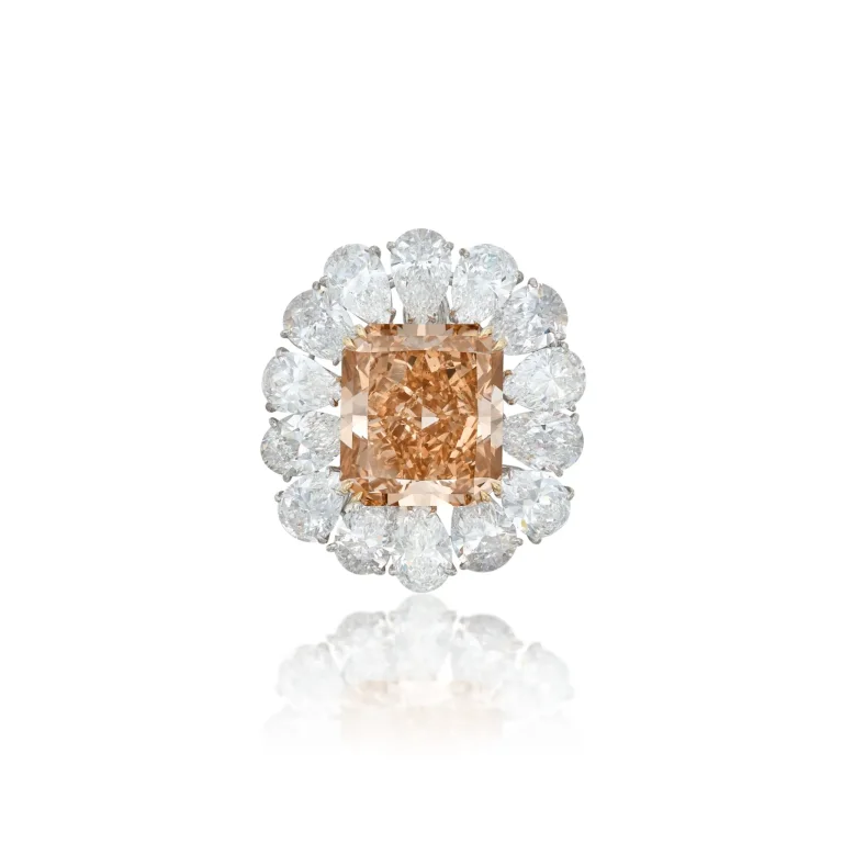 Fancy Brown-orange Diamond and Diamond Pendant-brooch