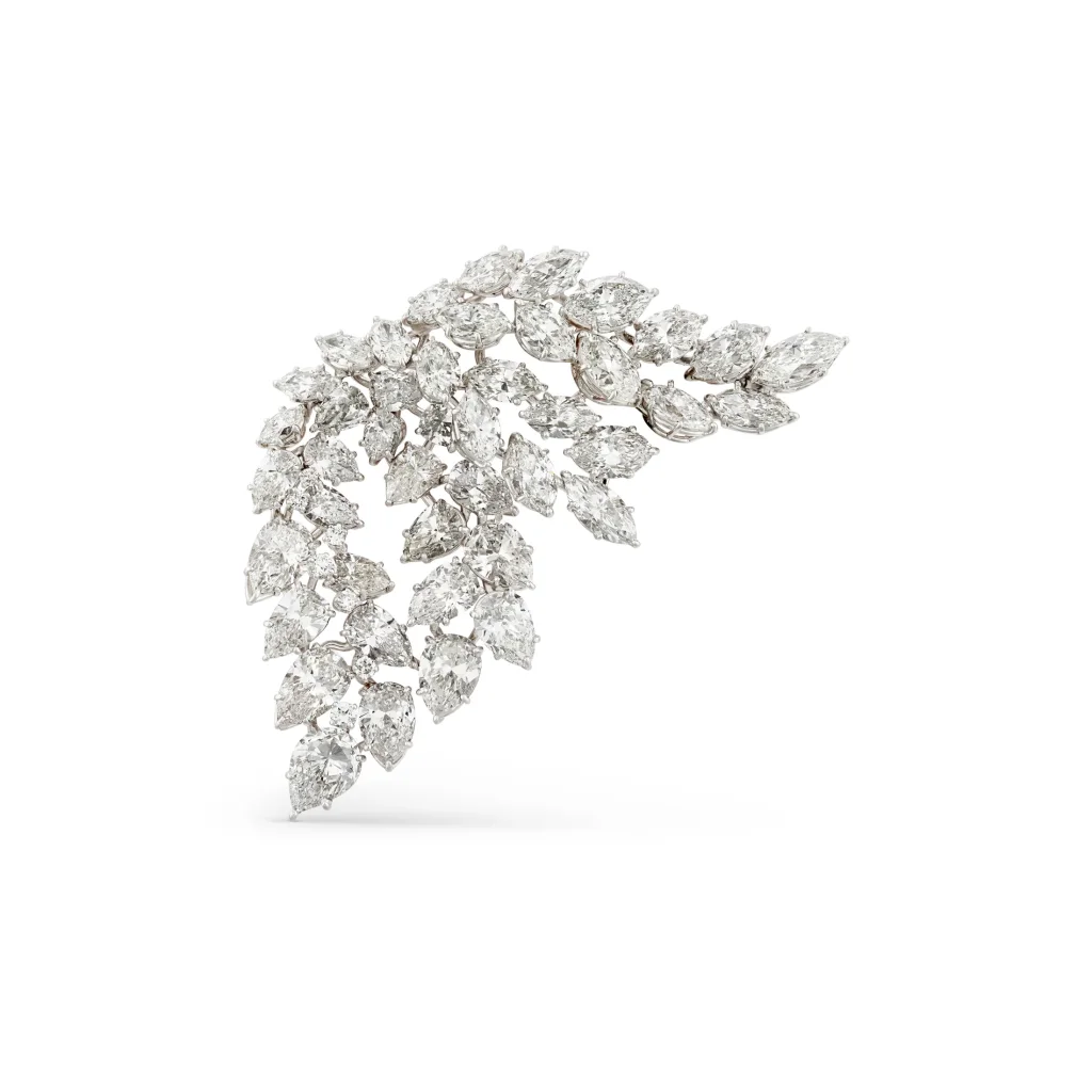 Large Mid-century Diamond Evening Brooch