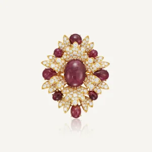 Ruby and Diamond Pendant Brooch