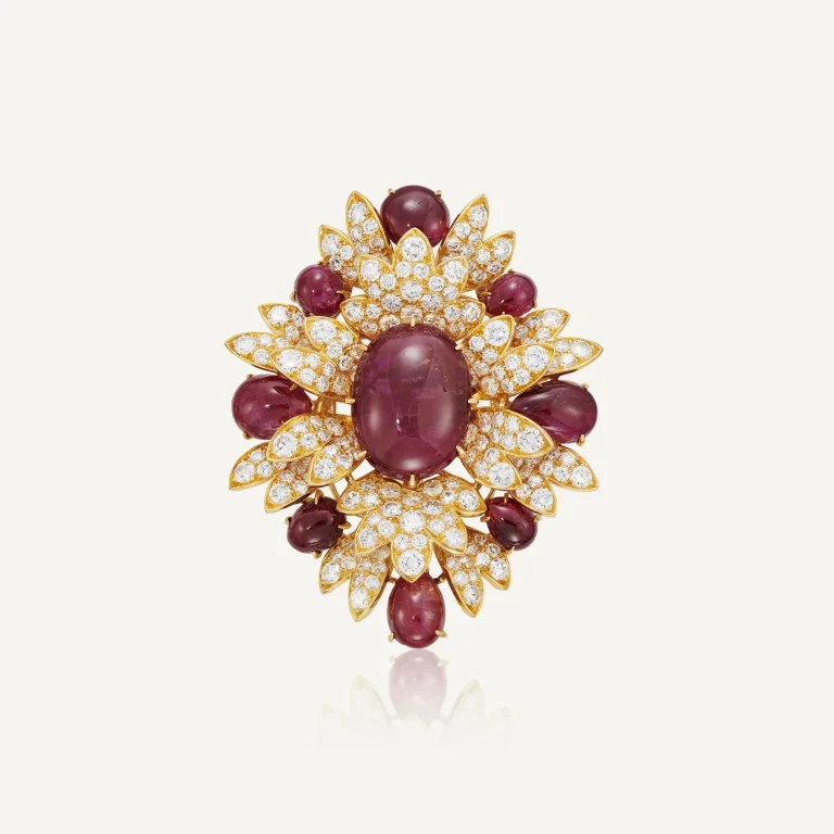 Ruby and Diamond Pendant Brooch