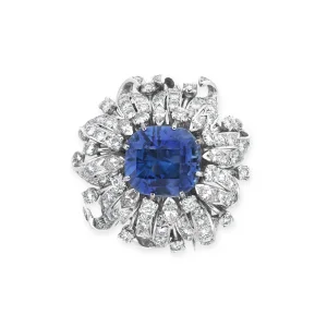 Classic Blue Sapphire Diamond Lapel Brooch