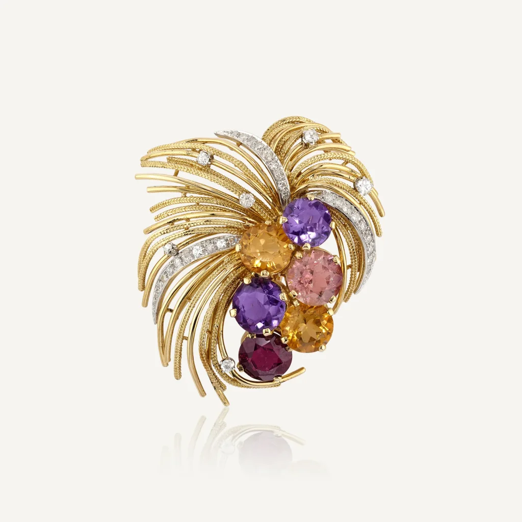 Stern Gem Set and Diamond Brooch