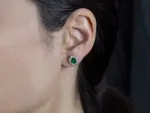 1.52 Carat Total Emerald with Diamond Halo Stud Earrings in White Gold