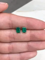 1.62Tcw Aaa+ Fleur De Lis Emerald Cut Stud Earrings 14K