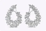 11.52 Carats Total Mixed Cut Diamond Wreath Hoop Earrings in White Gold