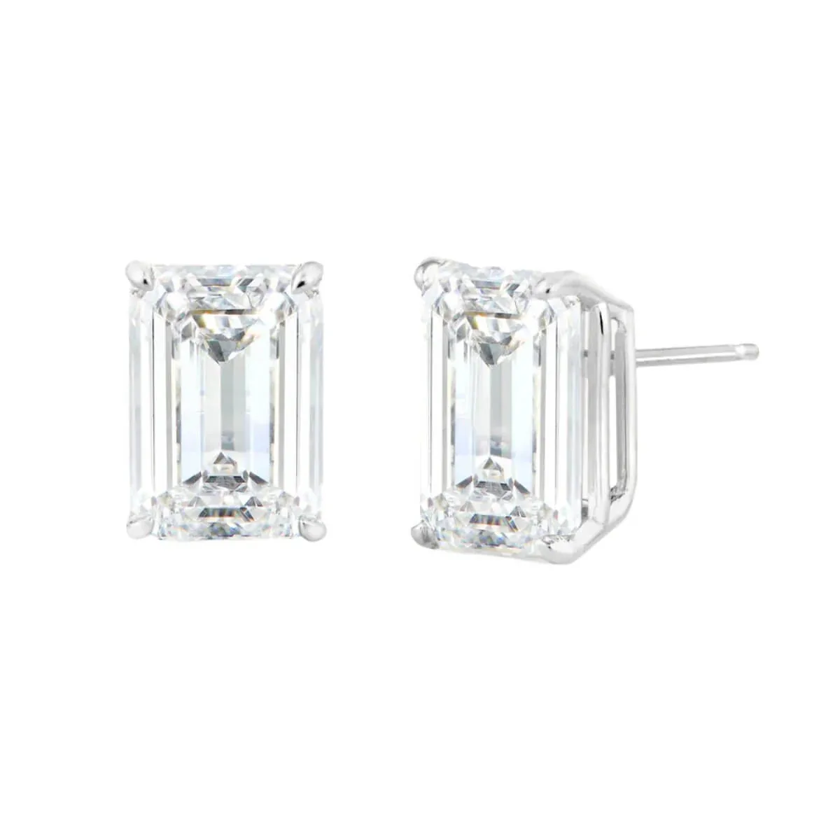 Emerald Cut vs. Round Brilliant: The Honest Comparison 4. Pair of 9 carat emerald cut diamond stud earrings on white