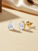 2 Carat Pear Cut Studs Solitaire 1 Carat Each D VVS