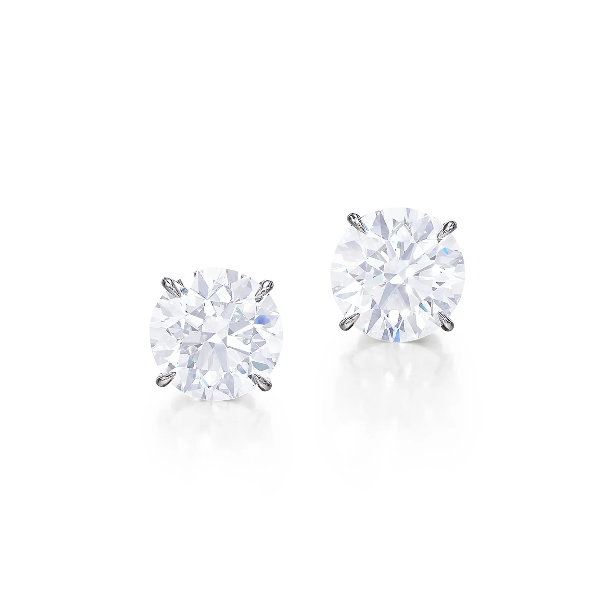 Matched pair of 10 carat D flawless Type IIa round diamond studs